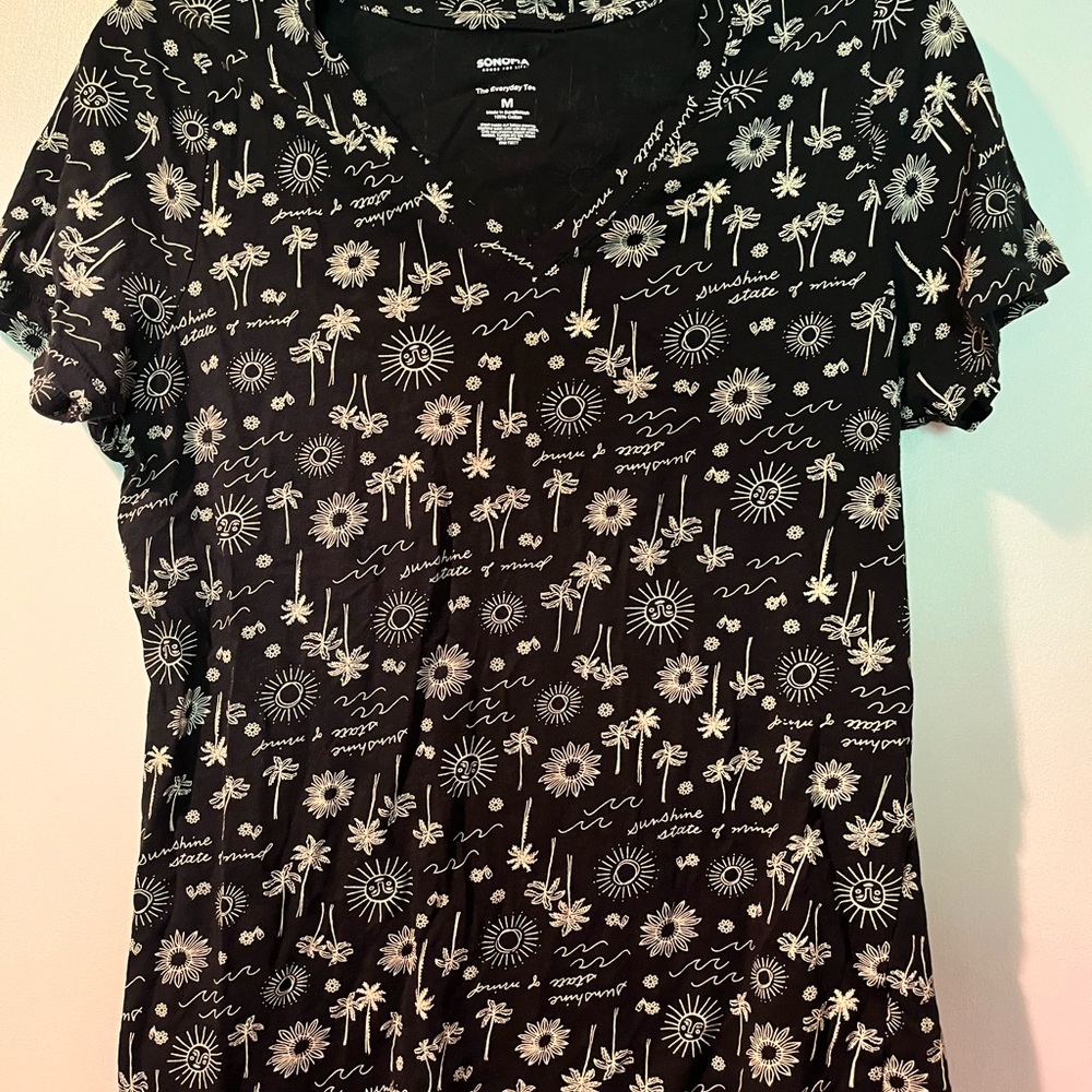 Sonoma Black and White Fitted Polo T-Shirt